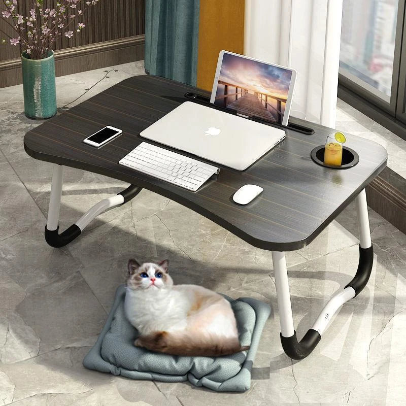 Mesa de Sofá-cama Dobrável Portátil Para Notebook,  Com Porta-Copos